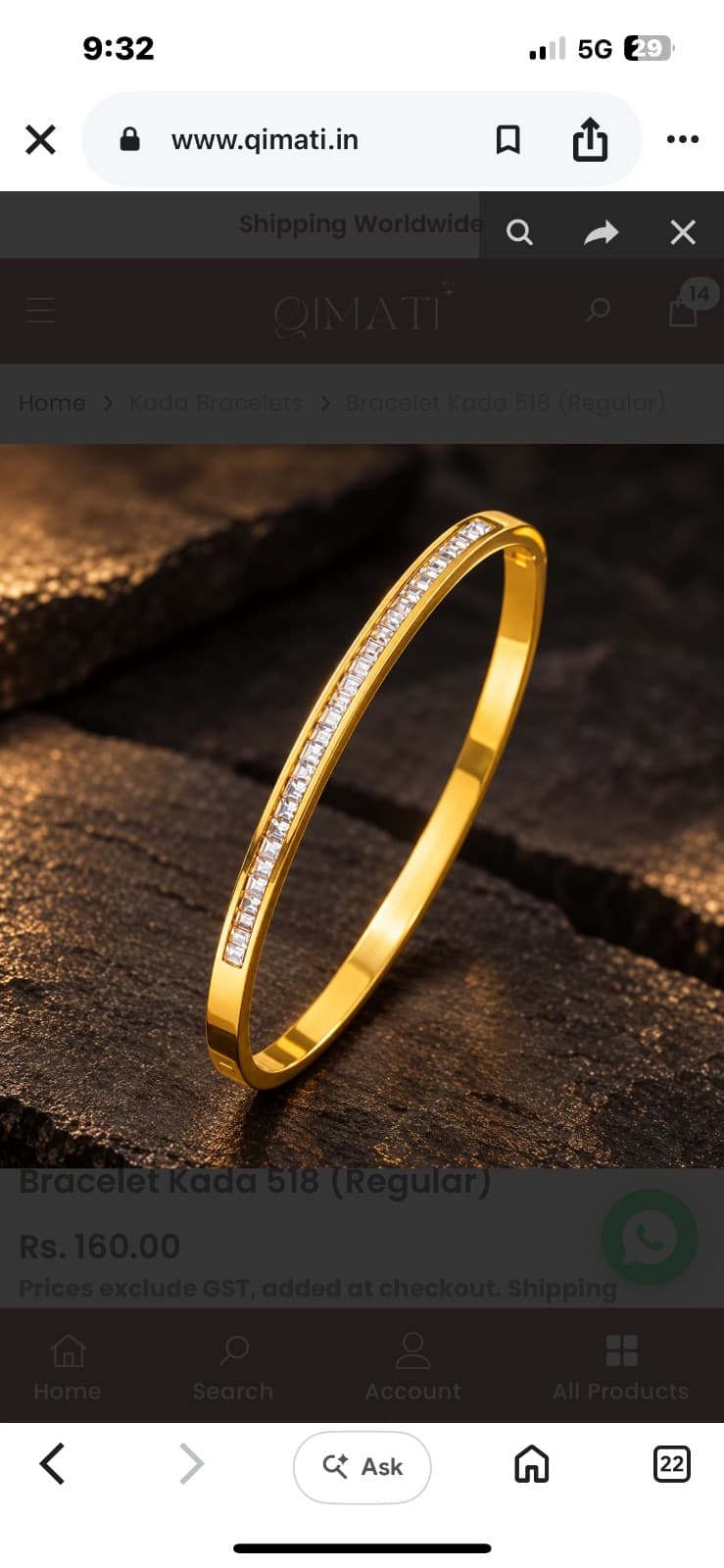Anti tarnish bangle